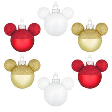 Load image into Gallery viewer, Disney Mickey Mouse Glass Ornaments, Set of 6
