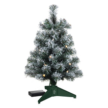 Load image into Gallery viewer, Miniature Snowy Green Pre-Lit Christmas Tree, 18.75&quot;
