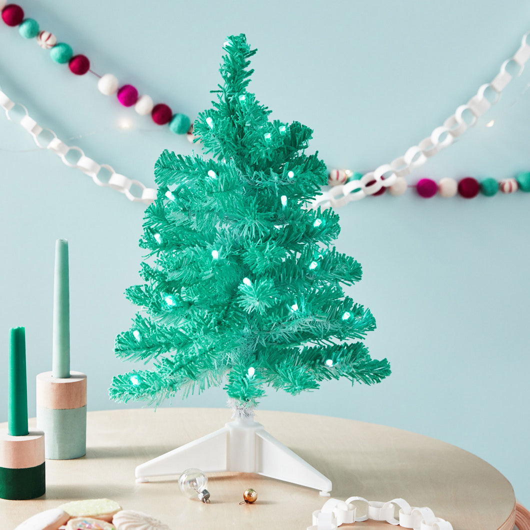 Miniature Mint Green Pre-Lit Christmas Tree, 18.75