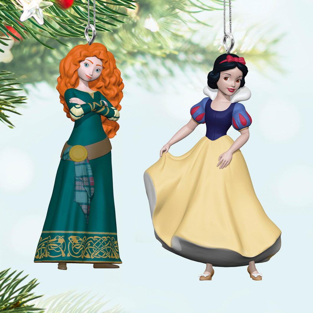 Mini Disney Princess Merida and Snow White Ornaments, Set of 2