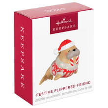 Load image into Gallery viewer, Mini Festive Flippered Friend Ornament, 0.85&quot;
