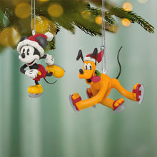Load image into Gallery viewer, Mini Disney Mickey and Friends Gliding and Sliding Ornaments, Set of 2
