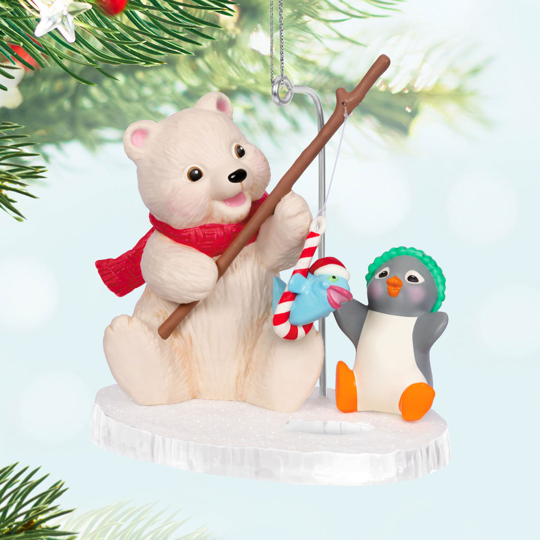 Snowball and Tuxedo Fishing Friends Ornament- 24th in the Snowball and Tuxedo Series
