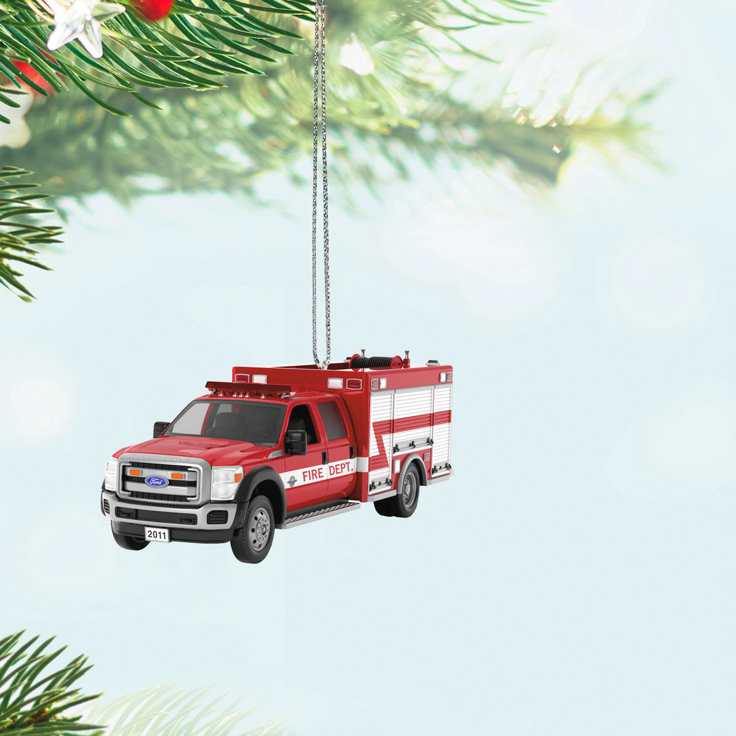 Fire Brigade 2011 Ford F-550 Fire Engine 2024 Ornament With Light -  22nd in the Fire Brigade Series