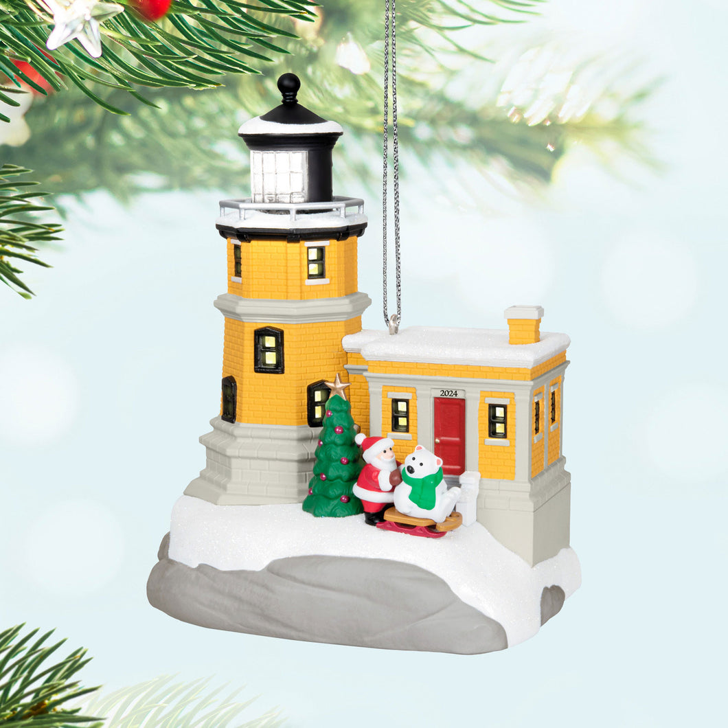 Holiday Lighthouse 2024 Ornament With Light