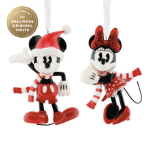 Load image into Gallery viewer, Hallmark + Disney Holiday Ever After Mickey and Minnie Hallmark Ornaments, Set of 2
