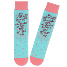 Load image into Gallery viewer, Shoebox She Believed Funny Crew Socks $12.99
