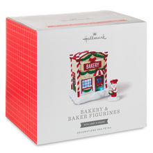 Load image into Gallery viewer, Magic Snowman Village Musical Bakery and Baker Tabletop Decorations With Light, Set of 2
