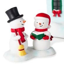 Load image into Gallery viewer, Magic Snowman Village Musical Christmas House and Carolers Tabletop Decorations With Light, Set of 2
