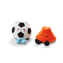 Load image into Gallery viewer, Better Together Soccer Ball and Orange Cone Magnetic Plush Pair, 5" H
