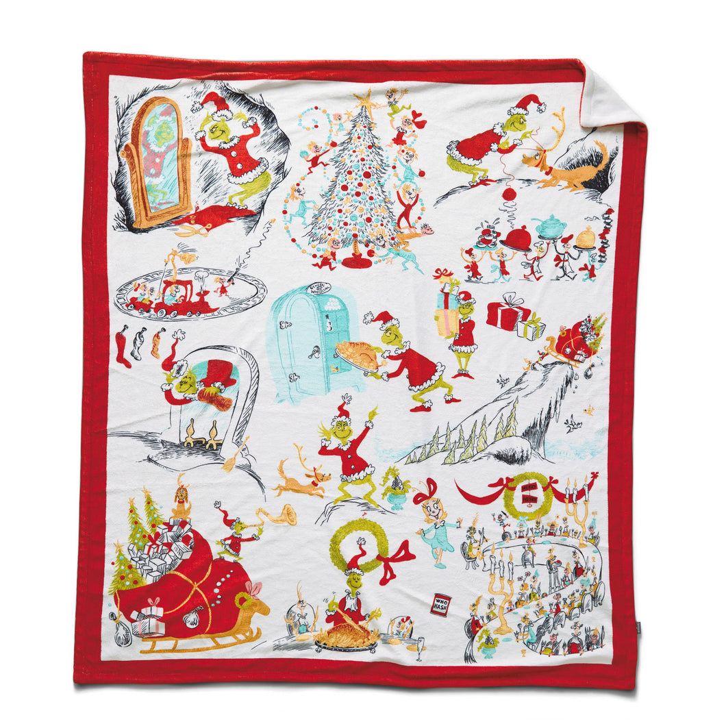 Dr. Seuss's How the Grinch Stole Christmas!™ Storybook Scenes Throw Blanket, 50x60