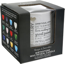 Load image into Gallery viewer, February - 11 oz - 100% Soy Wax Reveal Candle with Birthstone Scent: Tranquility  NEW!
