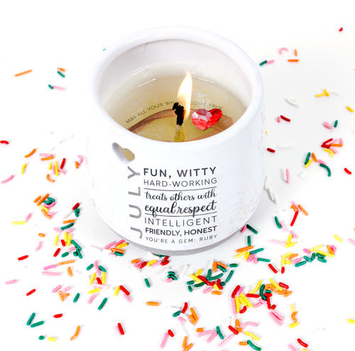 July - 11 oz - 100% Soy Wax Reveal Candle with Birthstone Scent: Tranquility  NEW!