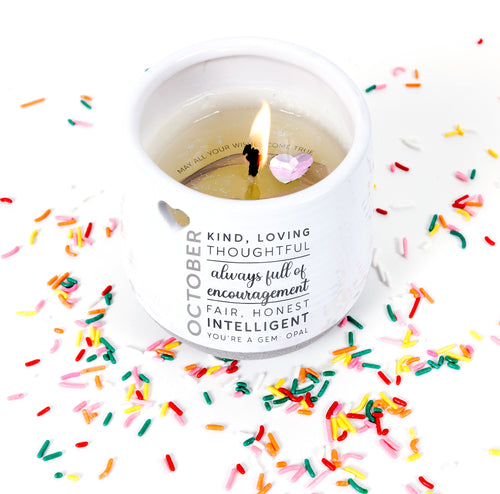 October - 11 oz - 100% Soy Wax Reveal Candle with Birthstone Scent: Tranquility  NEW!