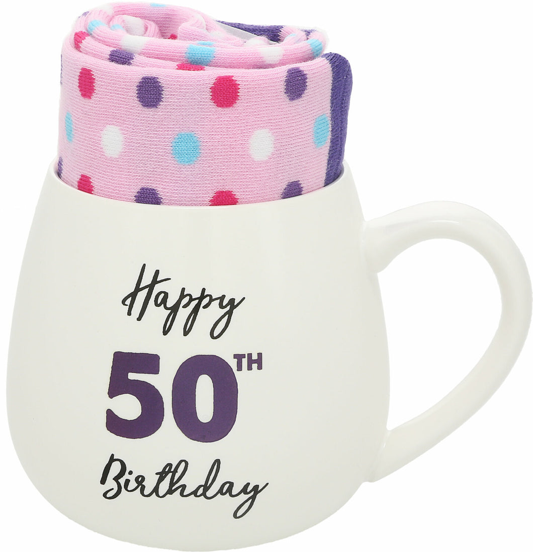 Happy 50th birthday- 15.5 oz Mug and Sock Set