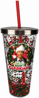 Merry Clarkmas Glitter Cup with straw