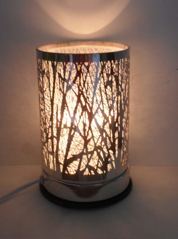 Touch Sensitive Lamp – Silver Forest w/ Scented Oil Holder